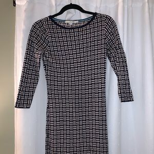 Boden Sweater Dress 3/4 sleeves  Navy/Tan - EUC